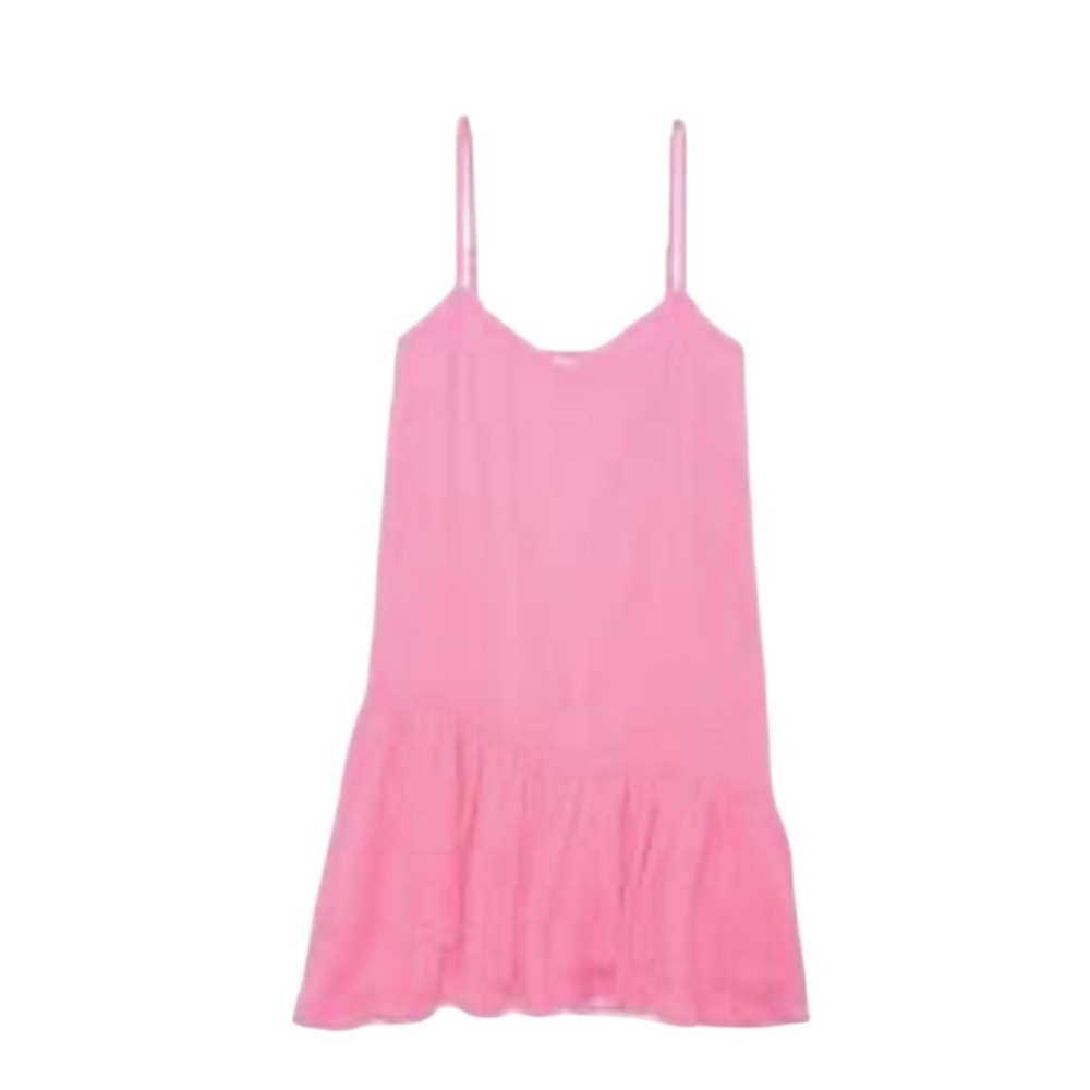 ❤️ 🆕 AMERICAN EAGLE Asymmetrical Ruffle Mini Dress Pink Dress Size M